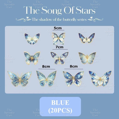 20pcs Set Laser Butterfly Decor DIY Fantasy PET Cake Topper Decoration TSC