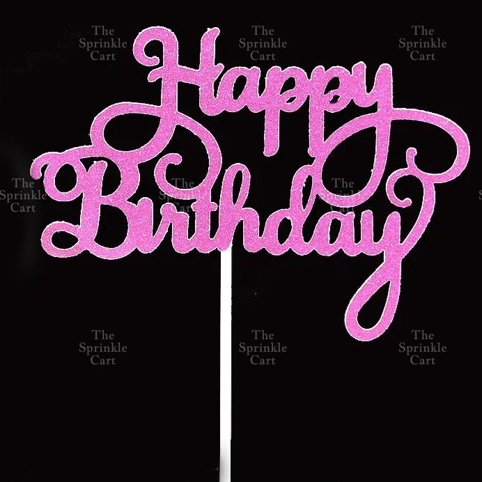 Glitter Paper Happy Birthday Love Cake Topper Party Supplies  Decor TSC