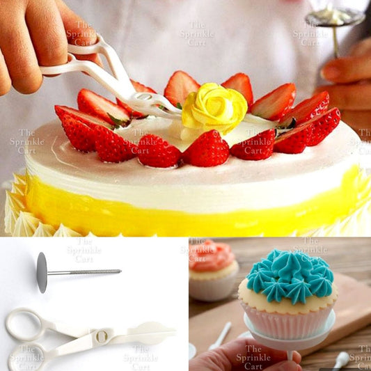 Flower Nail and Scissors Set for Baking Piping Buttercream Icing Decorating Tool TSC