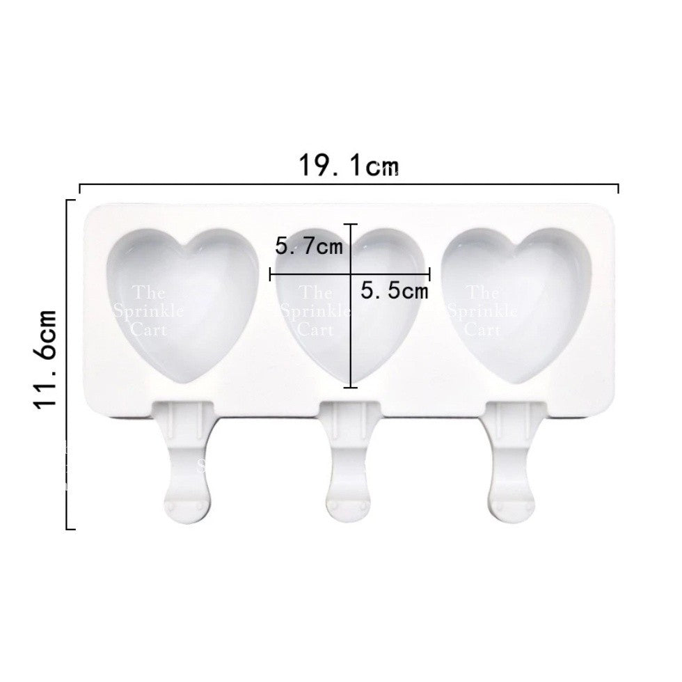 Silicone Molder Heart Popsicle Stick OPP Hammer for Smash Cake Decoration TSC