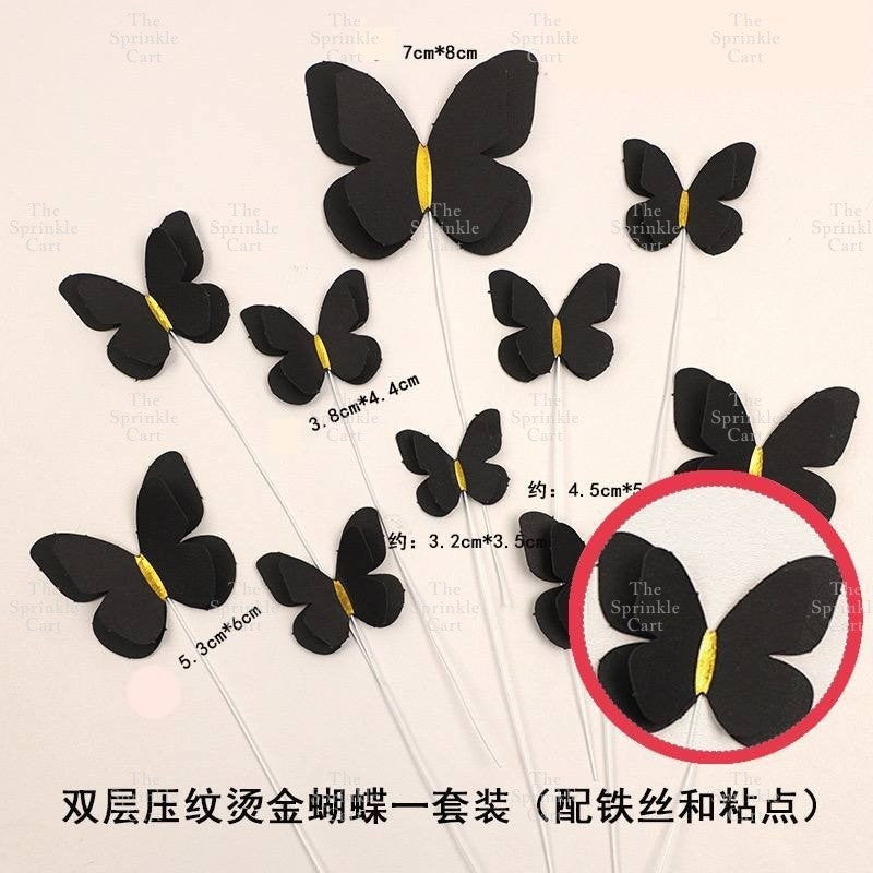 Minimalist Double Layer Butterfly Embossed PVC Stamp Cake Topper Decoration TSC
