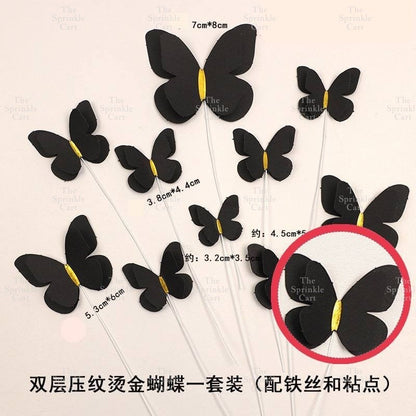 Minimalist Double Layer Butterfly Embossed PVC Stamp Cake Topper Decoration TSC