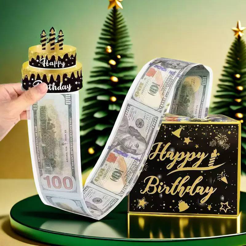 Surprise Money Pulling Box and Money Accordion Angpao Envelope DIY 3D Puzzle Cake Gift TSC