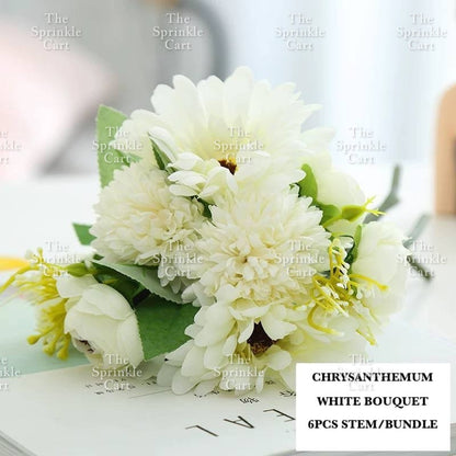 Rustic Bouquet Silk Peony Artificial Flowers Wedding Decoration Cake Decoration TSC