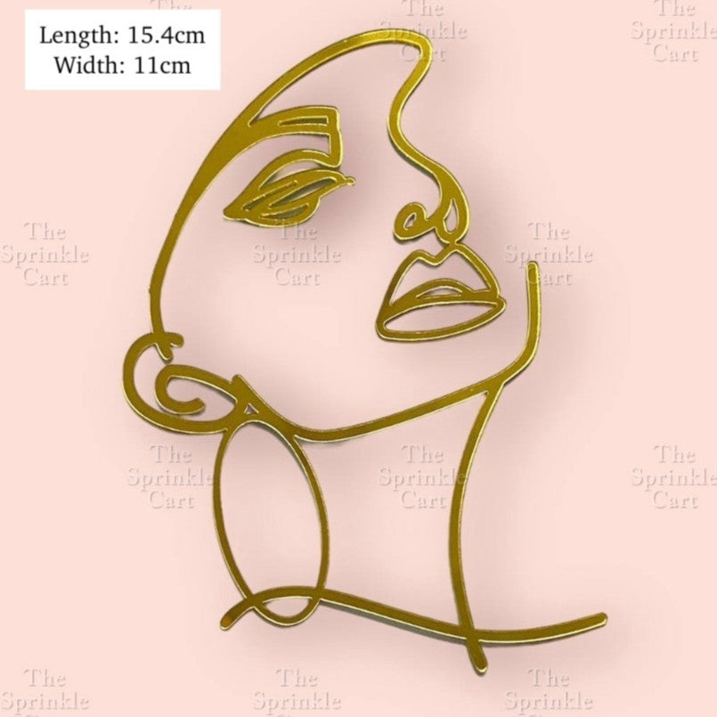 Minimalist Acrylic Flower / Face Girl Birthday Wedding Cake Decoration