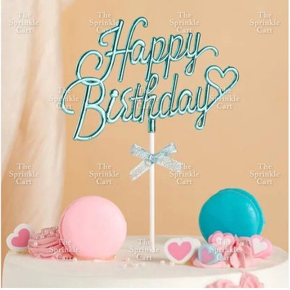 3D Happy Birthday with Bow Cake Topper Birthday Party Decoration TSC