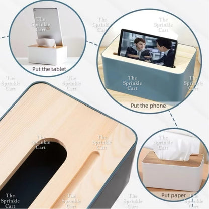 Plastic Tissue Holder with Wooden Cover TSC