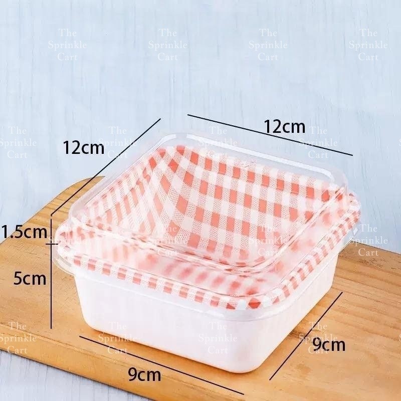 10pcs Retro Checkered Square Rectangle Cake Box / Cute Korean Bento Box Aesthetic Bento Box