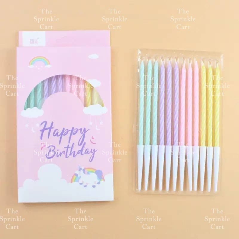 Birthday Cake Candle Spiral Straight Gold Silver and Relighting Candle TSC