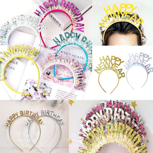 Happy Birthday and Happy New Year Glitter Shiny Headband Sequined Hair Accessories TSC