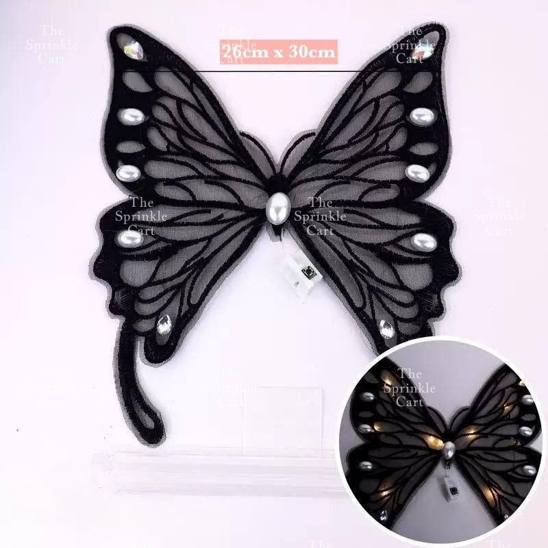 Embroidered Large Butterfly with Pearl and Rhinestone for Cake and Bouquet Decoration TSC