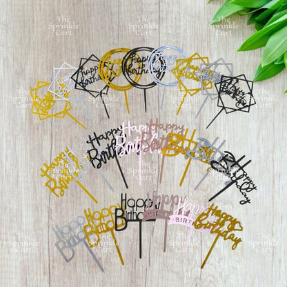 10pcs Happy Birthday Acrylic Cake Topper DIY Baking Decoration TSC