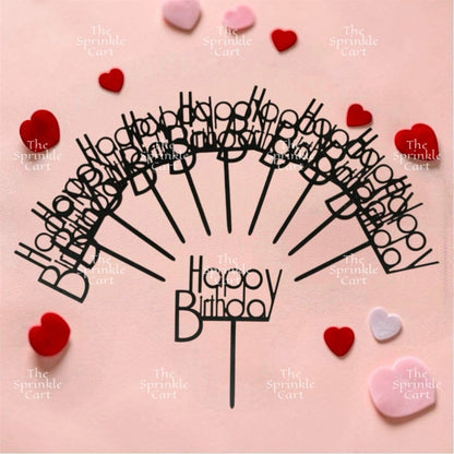10pcs Happy Birthday Acrylic Cake Topper DIY Baking Decoration TSC
