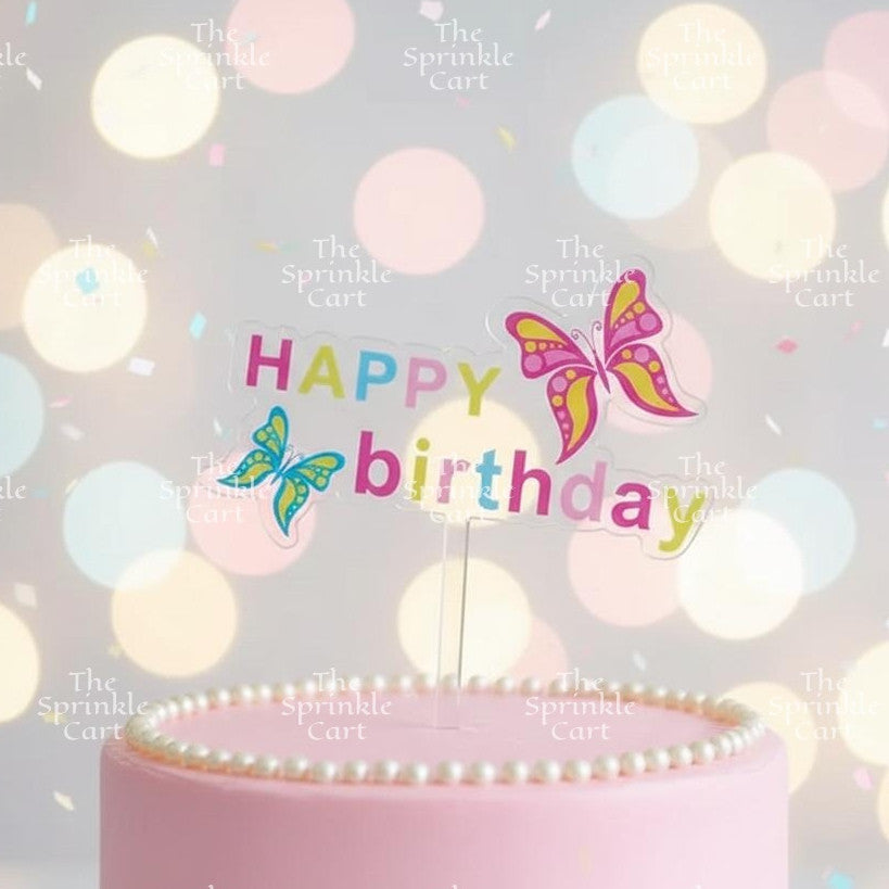 Transparent Happy Birthday Acrylic Topper Cake Decoration TSC