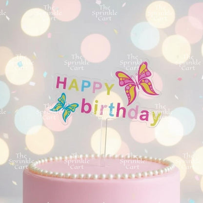 Transparent Happy Birthday Acrylic Topper Cake Decoration TSC