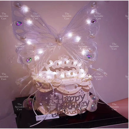 Embroidered Large Butterfly with Pearl and Rhinestone for Cake and Bouquet Decoration TSC