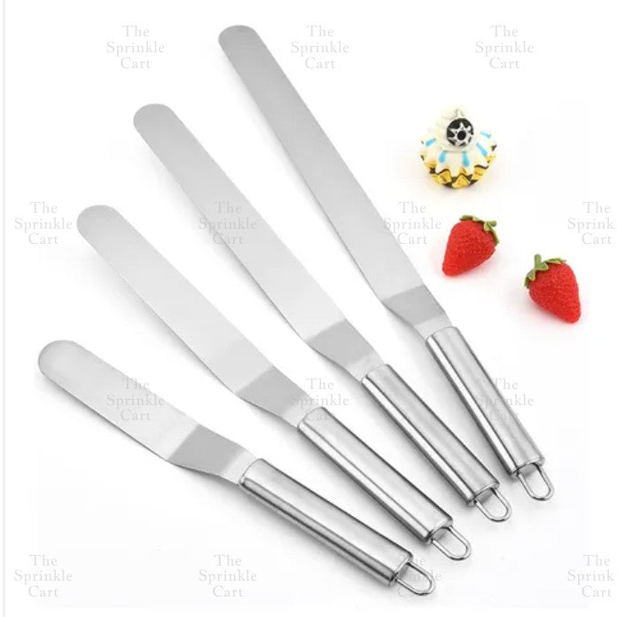 Stainless Steel Offset Cake Spatula with Wooden Handle Straight Angled