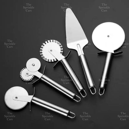 Stainless Steel Double Roller Pizza Wheel Cutter and Spatula Pastry Tools TSC