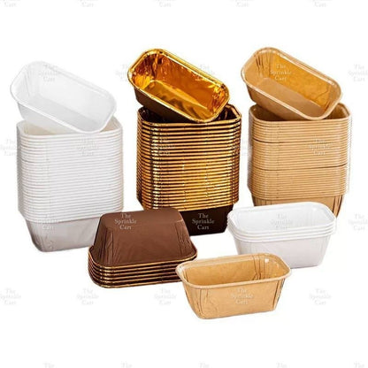 50pcs Colorful Square and Rectangle Foil Cupcake Pastry Muffin Liner TSC