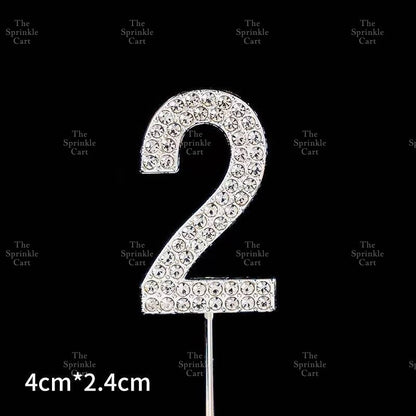 0-9 Silver Rhinestone Number Metal Topper And Happy Birthday Headband Party Needs TSC
