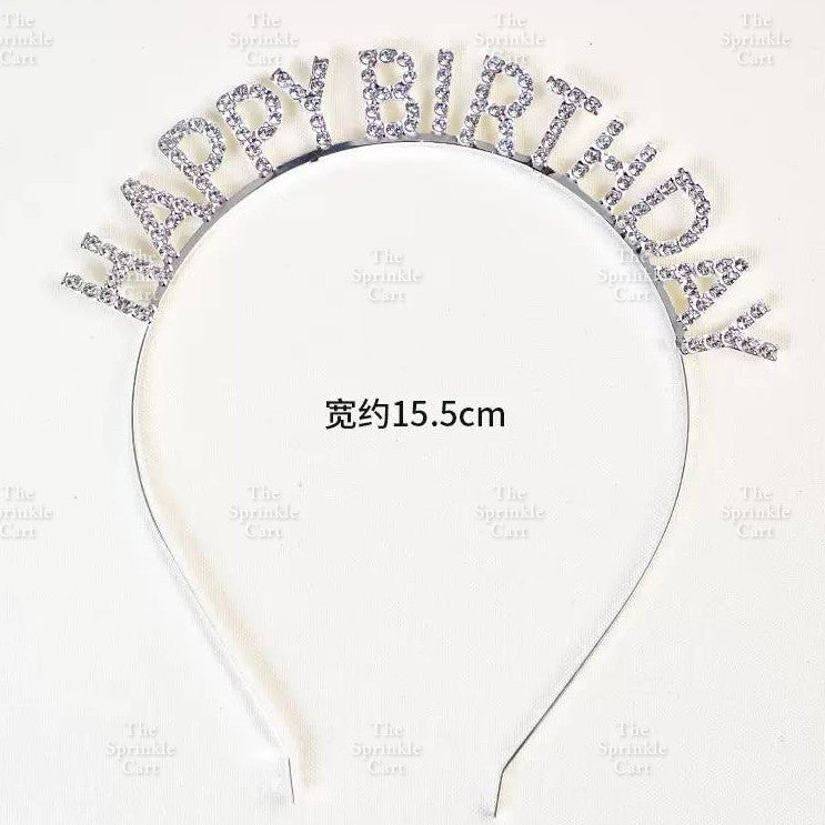 0-9 Silver Rhinestone Number Metal Topper And Happy Birthday Headband Party Needs TSC