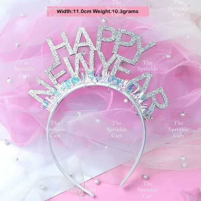 Happy Birthday and Happy New Year Glitter Shiny Headband Sequined Hair Accessories TSC
