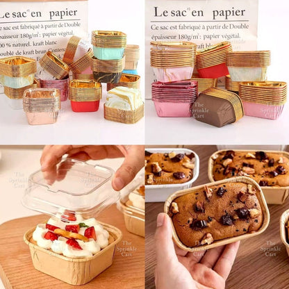 50pcs Colorful Square and Rectangle Foil Cupcake Pastry Muffin Liner TSC