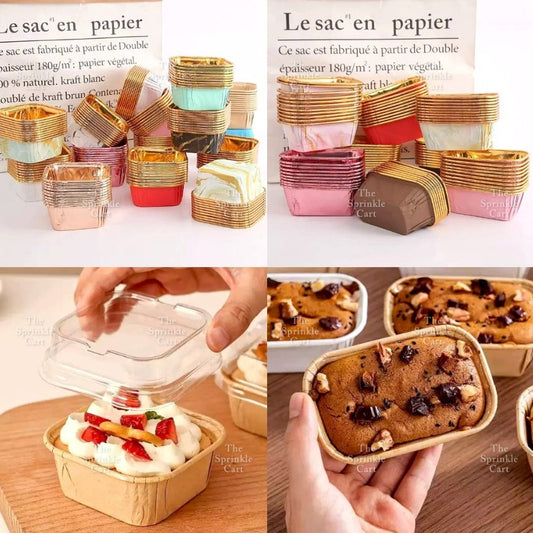50pcs Colorful Square and Rectangle Foil Cupcake Pastry Muffin Liner TSC
