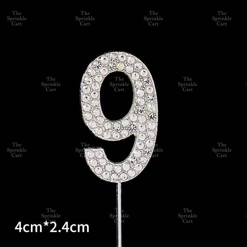 0-9 Silver Rhinestone Number Metal Topper And Happy Birthday Headband Party Needs TSC