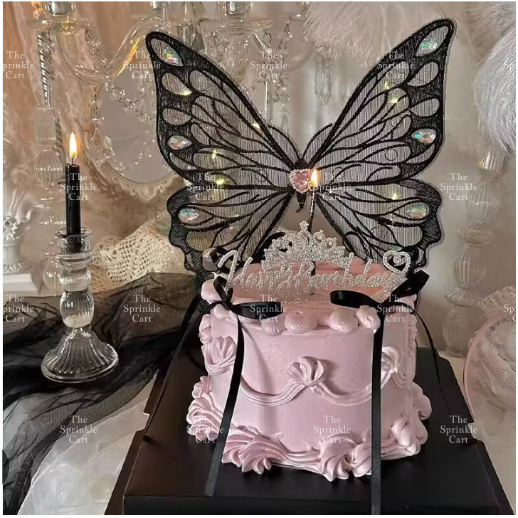 Embroidered Large Butterfly with Pearl and Rhinestone for Cake and Bouquet Decoration TSC