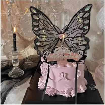Embroidered Large Butterfly with Pearl and Rhinestone for Cake and Bouquet Decoration TSC