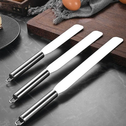 Stainless Steel Offset Cake Spatula with Wooden Handle Straight Angled
