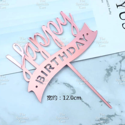 Acrylic Glitter Paper Happy Birthday Mr & Mrs Girl Boy Cake Topper Party Supplies