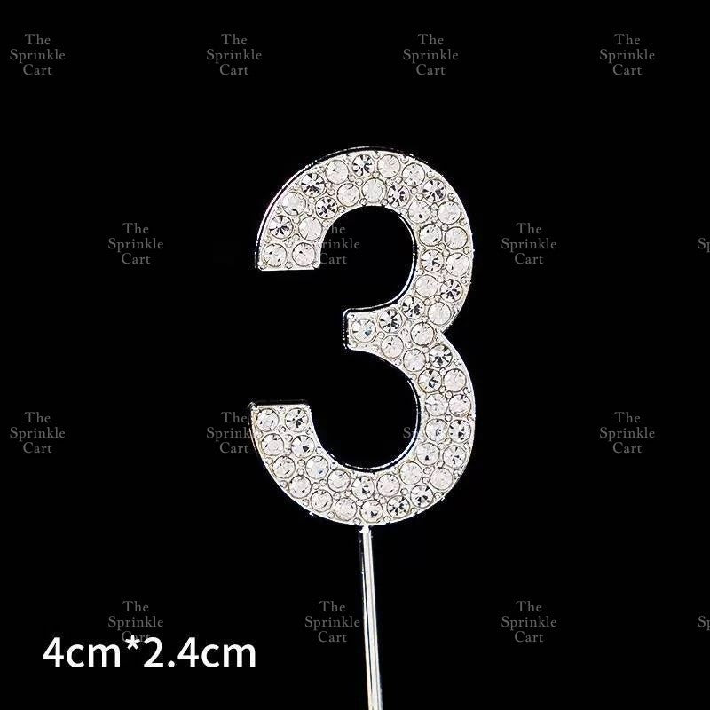 0-9 Silver Rhinestone Number Metal Topper And Happy Birthday Headband Party Needs TSC