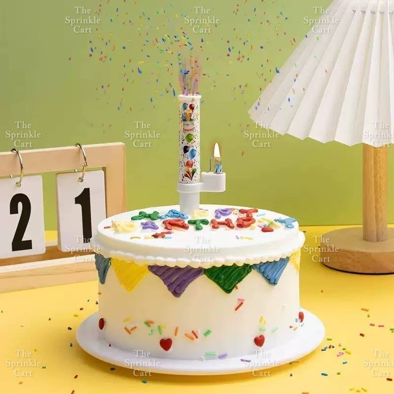 Sprinkle Popper Candle Fan DIY Musical Birthday Surprise Cake Topper TSC