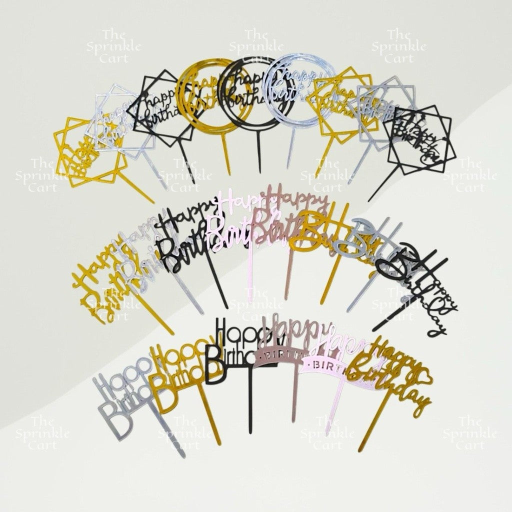 10pcs Happy Birthday Acrylic Cake Topper DIY Baking Decoration TSC