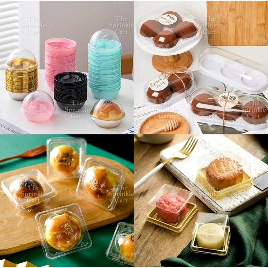 Disposable Mini Round and Square Dome with Lid DIY Desser Bread Bun Box Packaging TSC