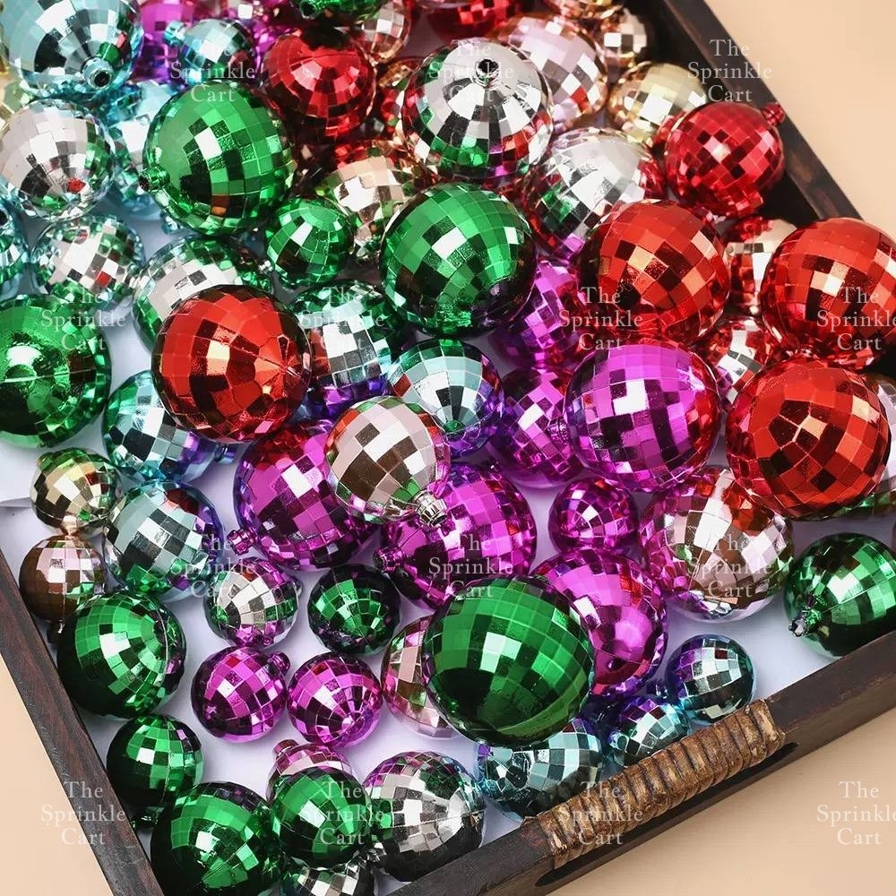 Shiny Mirror Disco Ball Cake Topper & Christmas Tree Decoration DIY Party Supplies TSC