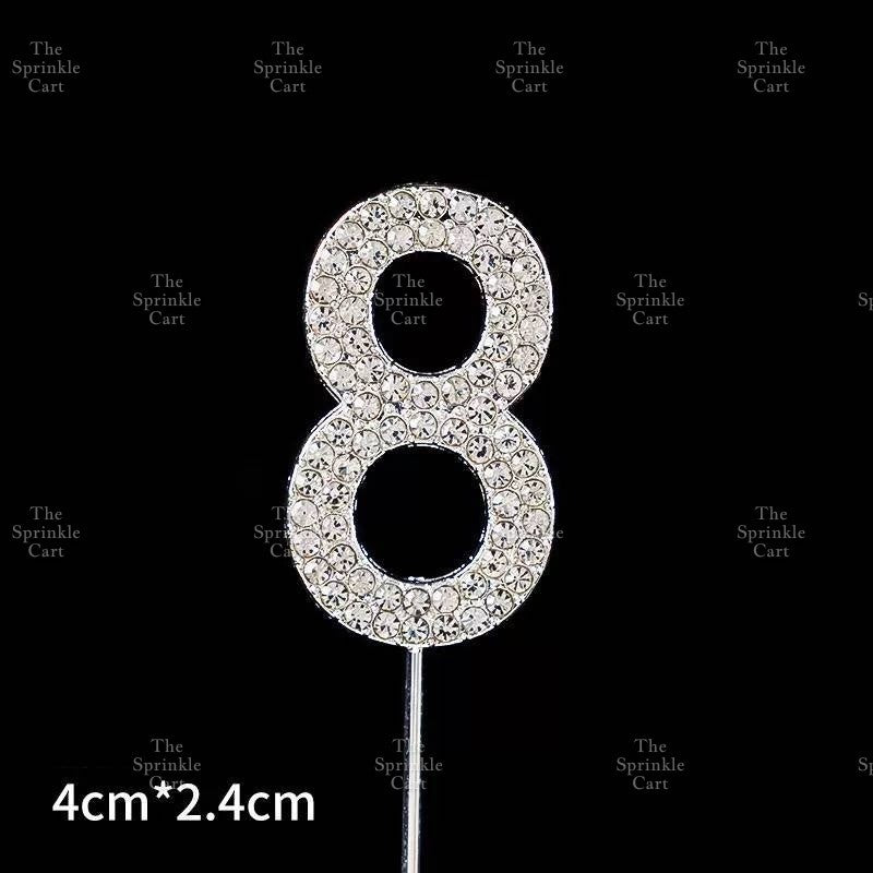 0-9 Silver Rhinestone Number Metal Topper And Happy Birthday Headband Party Needs TSC