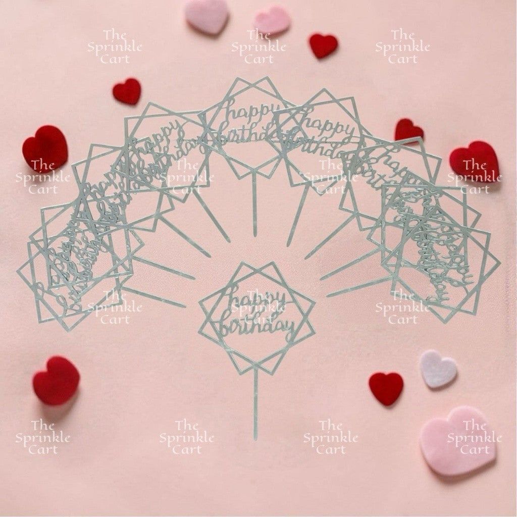 10pcs Happy Birthday Acrylic Cake Topper DIY Baking Decoration TSC