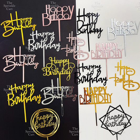 10pcs Happy Birthday Acrylic Cake Topper DIY Baking Decoration TSC