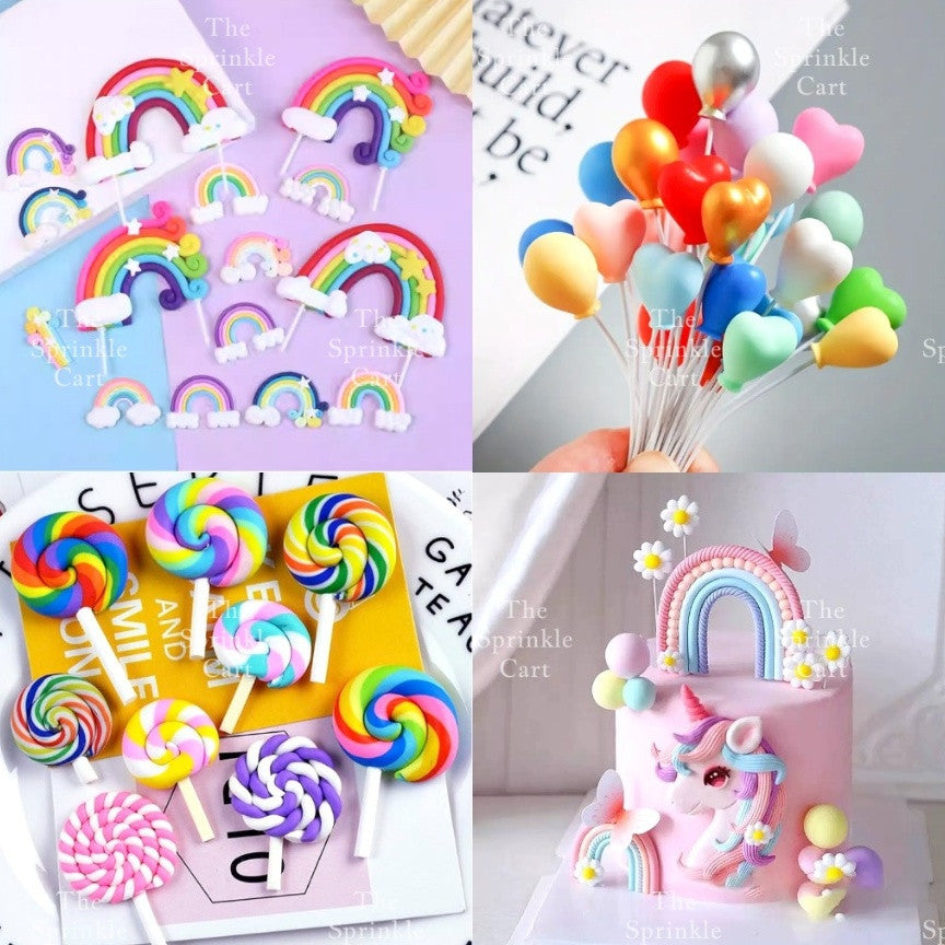 Rainbow Cloud Polymer Topper for DIY Decoration