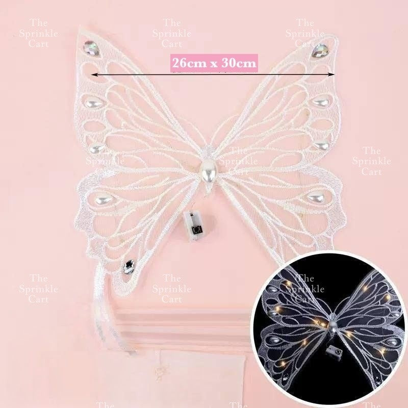 Embroidered Large Butterfly with Pearl and Rhinestone for Cake and Bouquet Decoration TSC