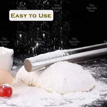 Stainless Steel Dough Rolling Pin and Wheel Pizza Cutter Spatula Baking Tools TSC