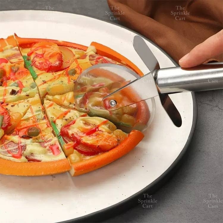 Stainless Steel Double Roller Pizza Wheel Cutter and Spatula Pastry Tools TSC