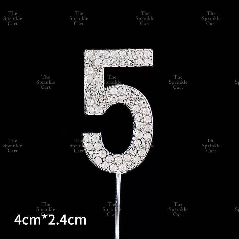 0-9 Silver Rhinestone Number Metal Topper And Happy Birthday Headband Party Needs TSC