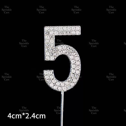 0-9 Silver Rhinestone Number Metal Topper And Happy Birthday Headband Party Needs TSC