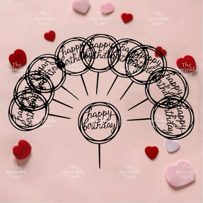10pcs Happy Birthday Acrylic Cake Topper DIY Baking Decoration TSC