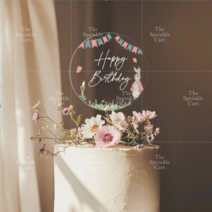 Transparent Happy Birthday Acrylic Topper Cake Decoration TSC