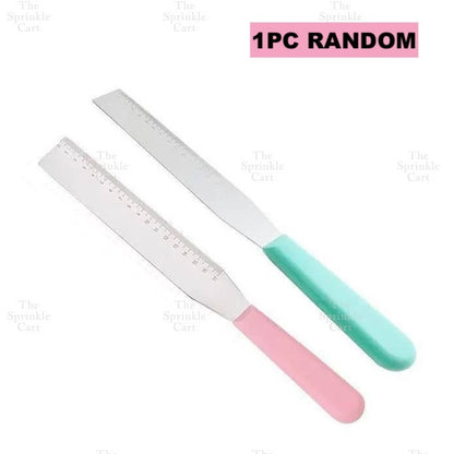 Stainless Steel Offset Cake Spatula with Wooden Handle Straight Angled